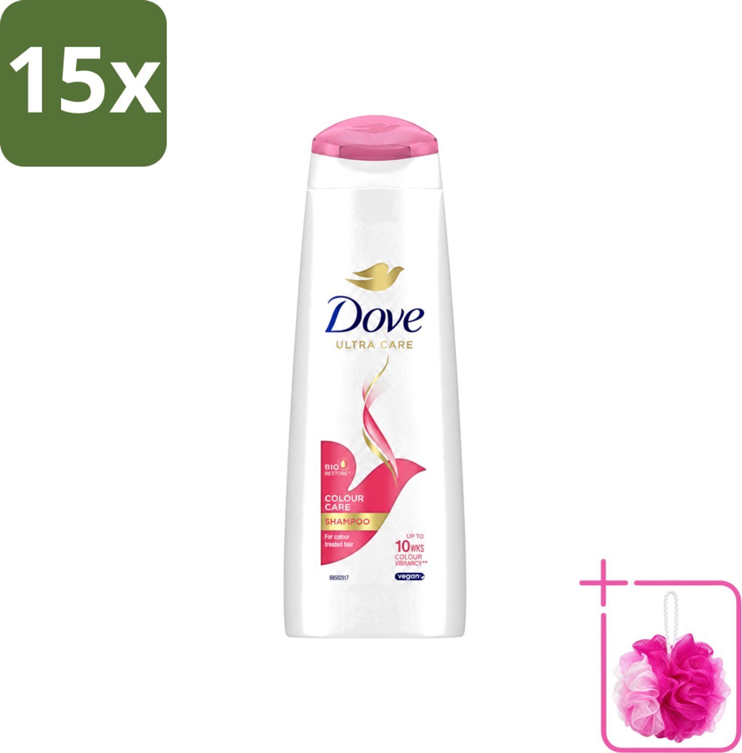 15 x Dove Ultra Care - Color Care - Shampoo - Geverfd Haar - 250 ml - Bulkverpakking - Kleur behouden - Douchemop - Gekleurd haar