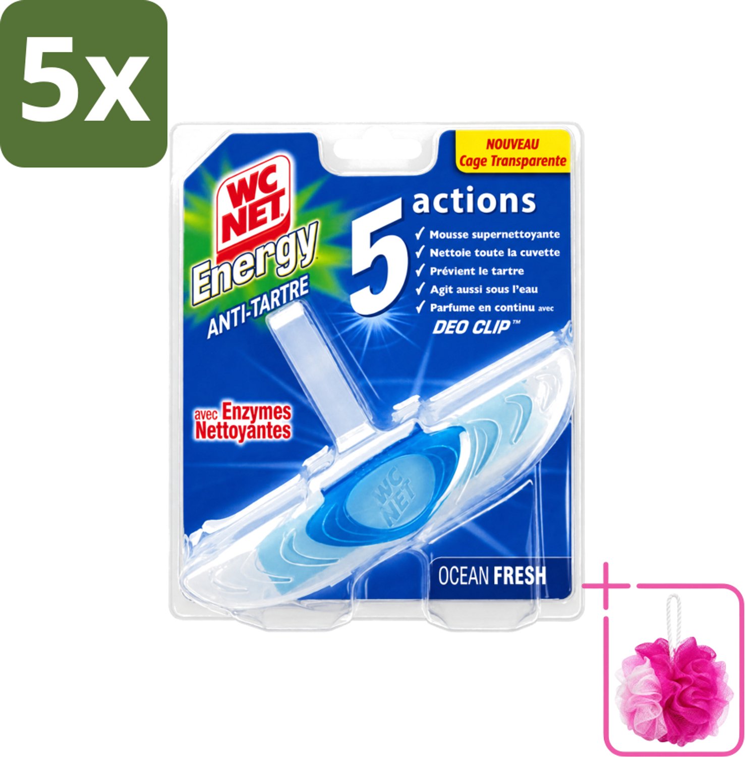 5 x WC Net - Toiletblok - Ocean Fresh - 1 Blokje - Bulkverpakking - WC net - Douchemop - Toilet net