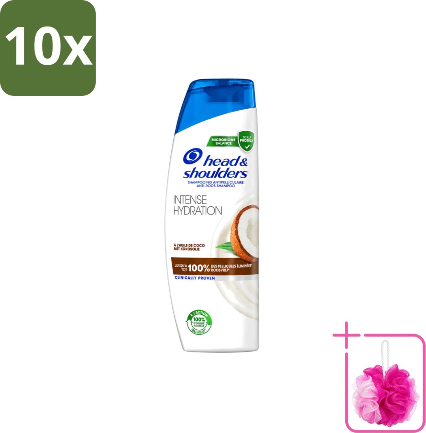 10 x Head & Shoulders - Anti-Roos Shampoo - Intense Hydration - Met Kokosolie - 285 ml - Bulkverpakking - Anti-roos shampoo - Douchemop - Roosvrij haar