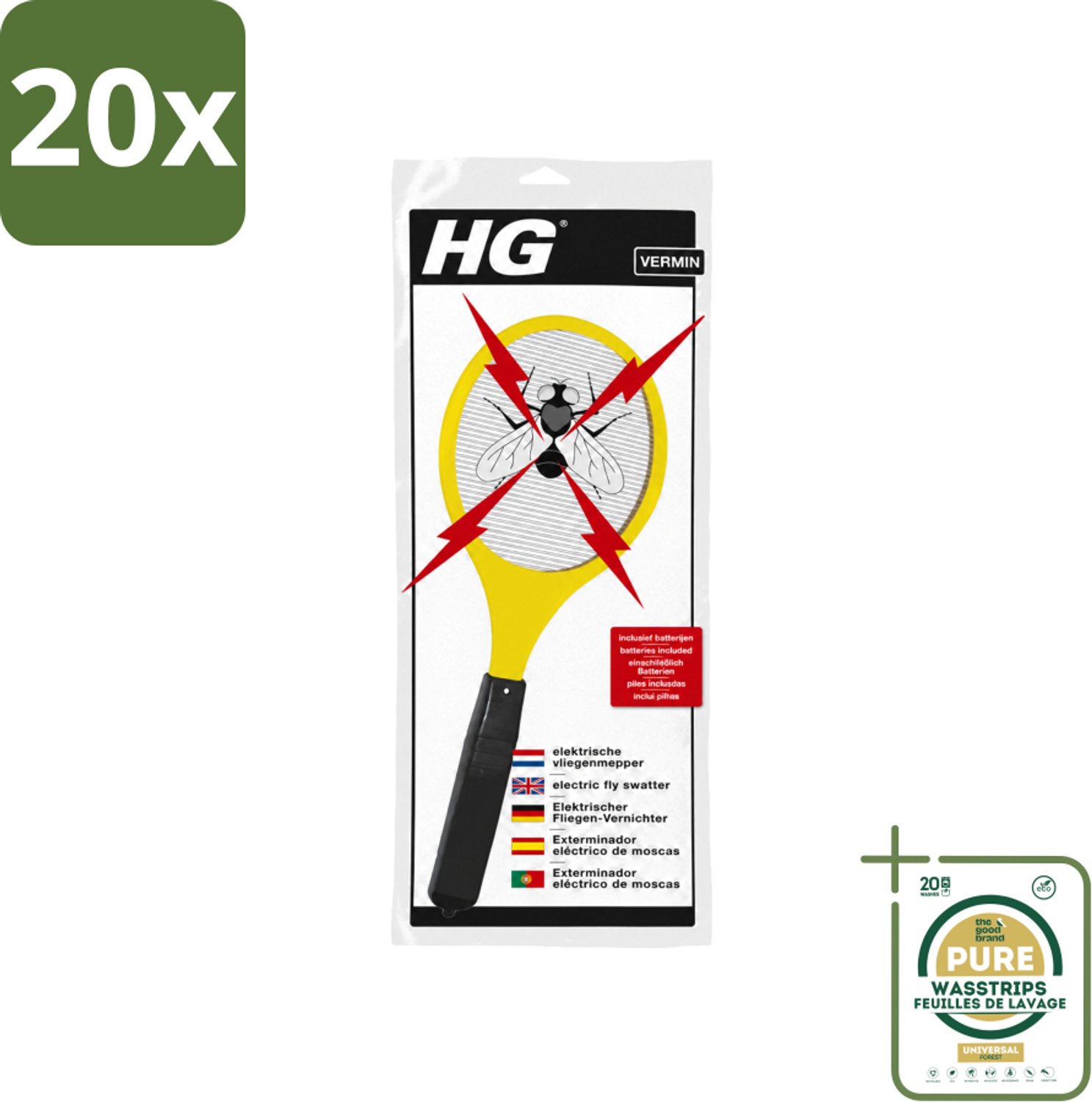 20 x HG X - Ongedierte - Elektrische Vliegenmepper - Inclusief Batterijen - Wasstrips - Elektrische Vliegenmepper - Muggen Doden - Vliegen Doden - Wespen Doden - Insecten Doden