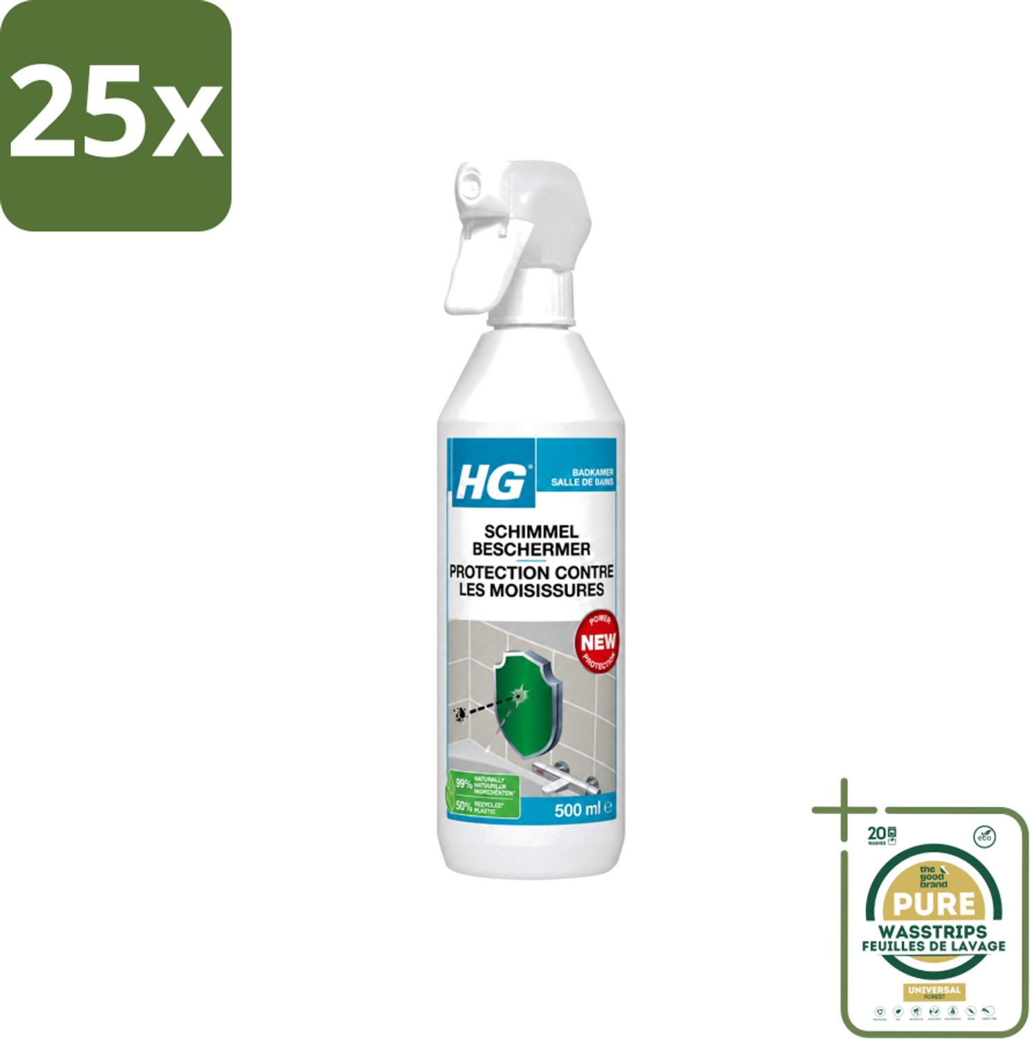 25 x HG - Badkamer - Schimmel Beschermer - Sterk Beschermend - 500 ml - Wasstrips - Schimmelbescherming - Vochtbescherming - Badkamerbescherming - Schimmelgroei - Vochtplekken