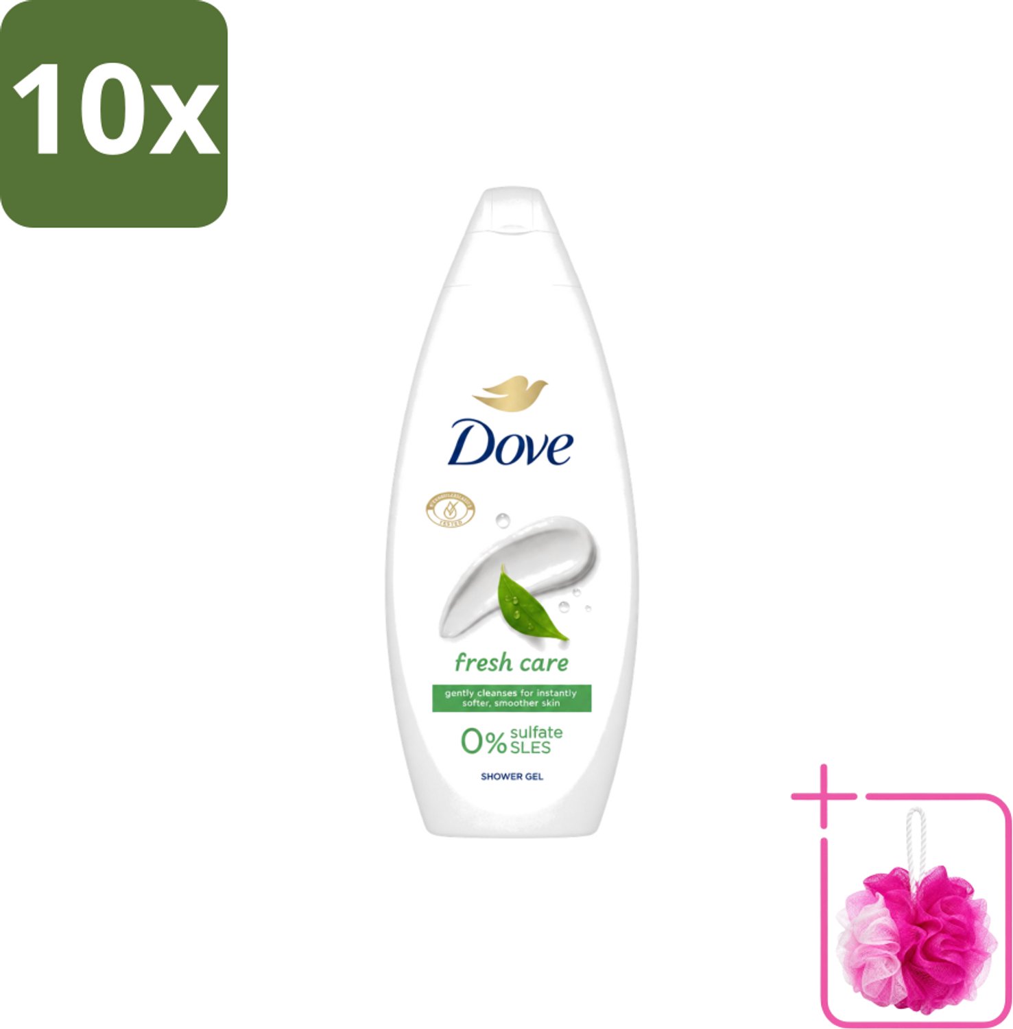 10 x Dove – Douchegel – Fresh Care – 250 ml - Bulkverpakking - Douchegel - Douchemop - Fris