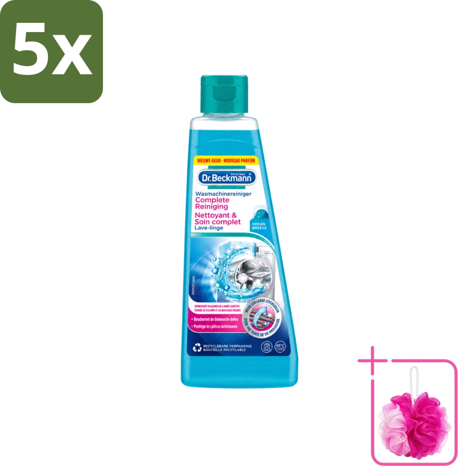 5 x Dr.Beckmann - Wasmachinereiniger - Ocean Breeze - Anti-Kalk - 250 ml - Bulkverpakking - Wasmachine reinigen - Douchemop - Kalk verwijderen
