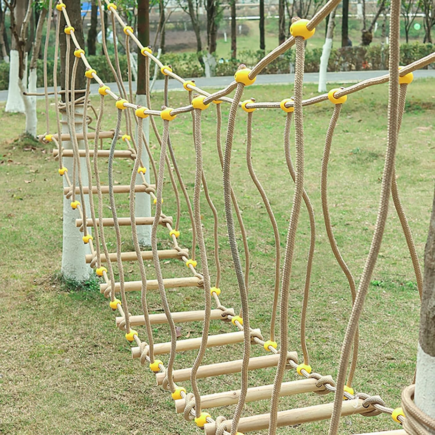 Outdoor brug swingende kinderen sport en fysieke fitness trainingsapparatuur Enige houten brug balance brug klimframe(Size:2m)