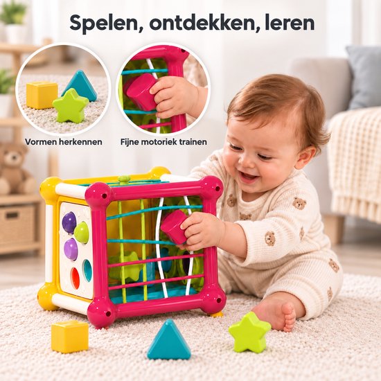 Activiteiten Kubus 6-in-1 - Baby Speelgoed vanaf 6 Maanden - Sensorisch Speelgoed - Speelgoed 1 Jaar van Goodway — afbeelding 3
