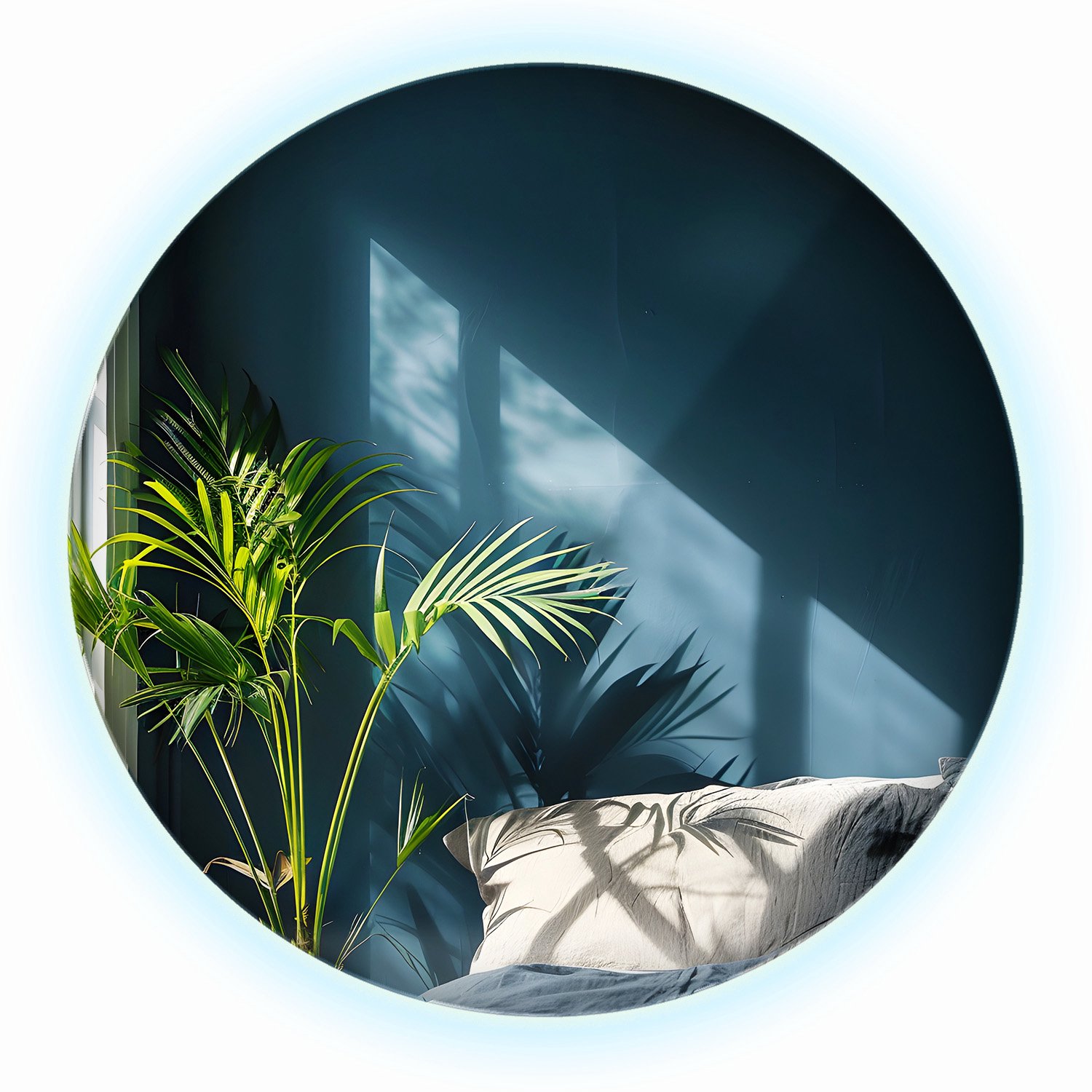 WallMuralia - Ronde Spiegel - 60 cm - Grote Ronde Spiegel LED - Wandspiegel LED Koel licht - Decoratieve wandspiegel