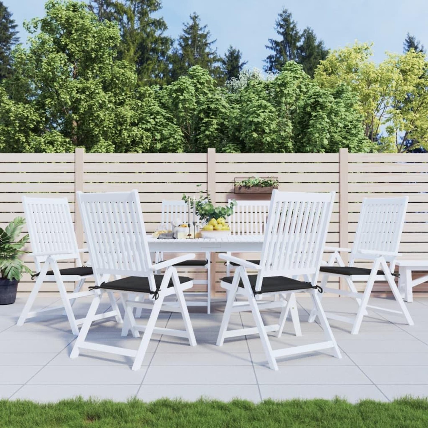 6 STK. Zwart 50x50x4 cm Oxford-stof waterafstotend met koorden, zitkussen voor tuinmeubelen, krukken en Ottomanen, zachte schuimvezelvulling