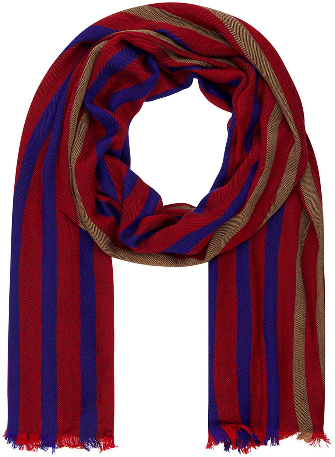 LINDENMANN heren sjaal - marine-rood gestreept
