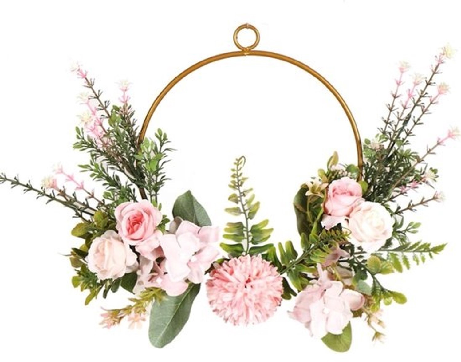 Lente Krans - Rozenkrans voor de deur - Voordeurdecoratie - Herbruikbaar en duurzaam - 40cm Doorsnede - Champagne Roze