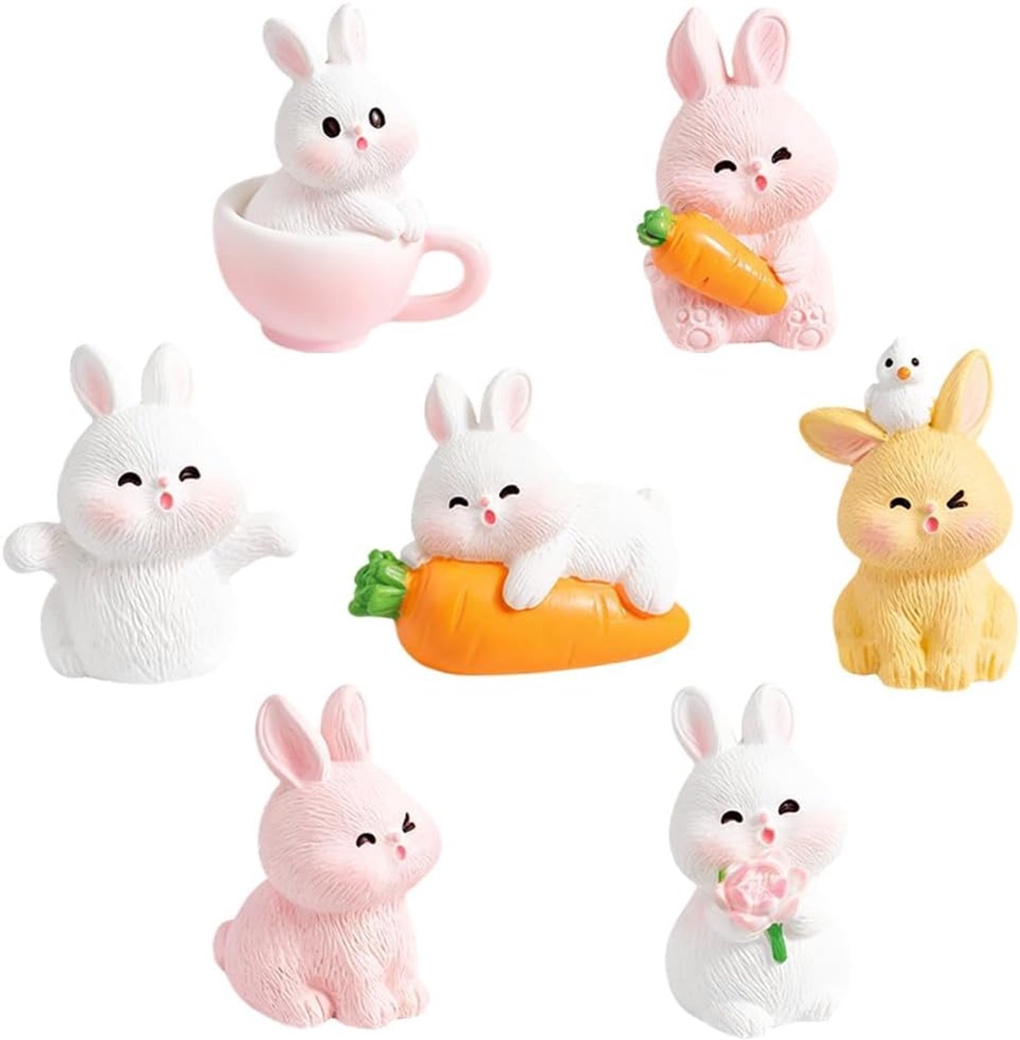 Hars konijnen 10 stuks - decoratieve figuren - handgeschilderd - ideaal voor Pasen - ServiceTopper