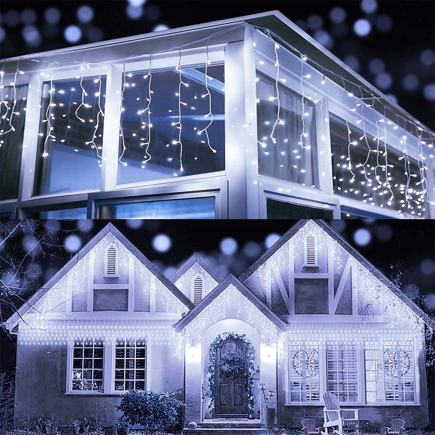 4*0.6m kerst ijslicht voor buiten, 8 modi, tuin, terras, dak, val, raam, binnenplaats, bruiloft, partij, vakantie decoratie, huis decoratie