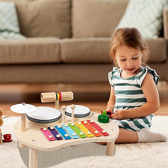 Muziektafel - Houten trommelspeelgoed - Percussietafel met trommel en xylofoon - Montessorispeelgoed - Educatief speelgoed voor kinderen - Houten muziekspeelgoed - Cadeau voor kinderen — afbeelding 5