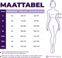 Maattabel met lichaamsmaten voor shapewear, inclusief een silhouet van een vrouw en instructies voor het opmeten.
