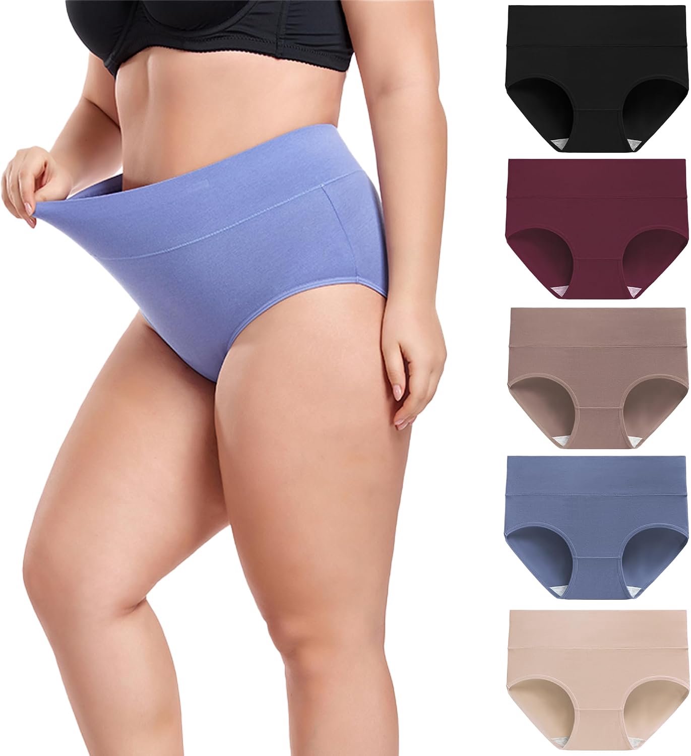 5-delige set katoenen slips hoge taille