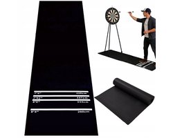 Dartsmat - Dartmatten - Dartvloermat - Antislip & Slijtvast & Vloerbescherming - 4 Standaard Werpafstanden - Voor Stalen & Softtip Darts - Oprolbaar - 300x34cm - Dartmat Voor Onder Dartbord - Voor Thuis & Club