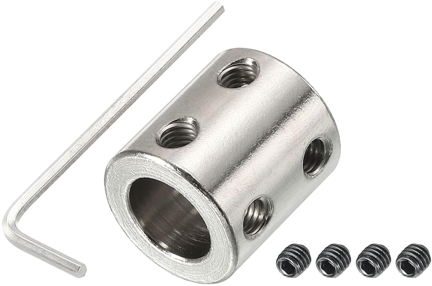 As koppeling connector L22 x D20 12mm tot 12mm - stijve koppeling RVS - met schroef en moersleutel - voor 3D printers - Vemera
