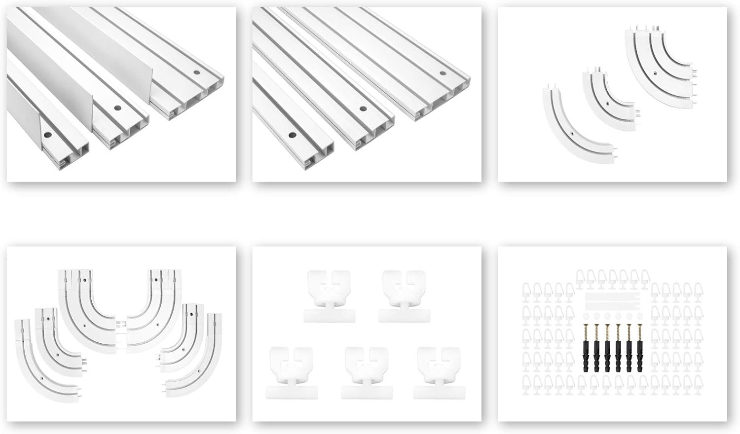 Gordijnrails 225 x 95 mm - 3-loops pvc - ronde bogen - eenvoudige montage - m-winkel