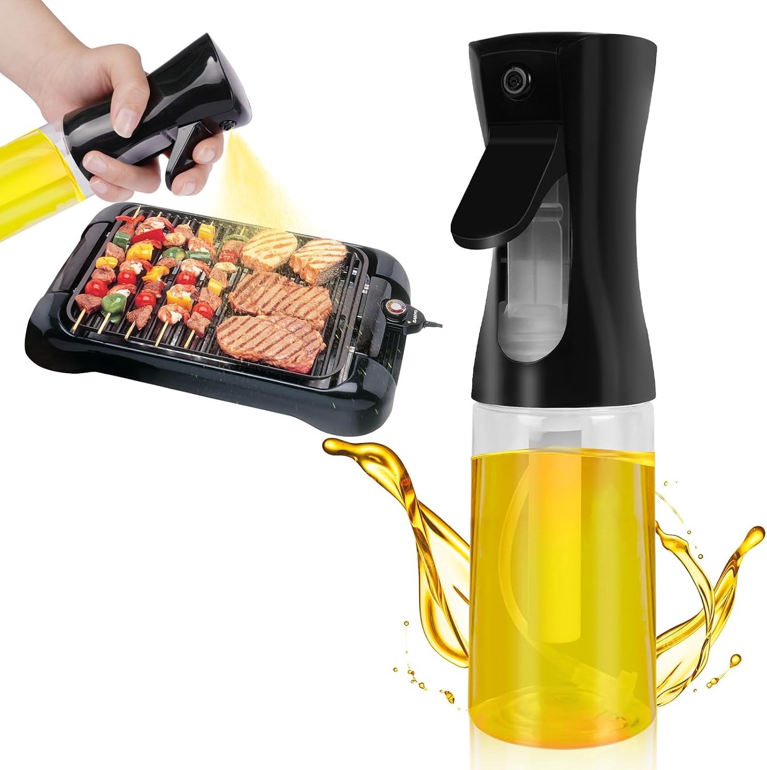 Oliespuit - Zwart - 200 ml - Hervulbare Oliespuitdispenser - Voor Dagelijks Koken