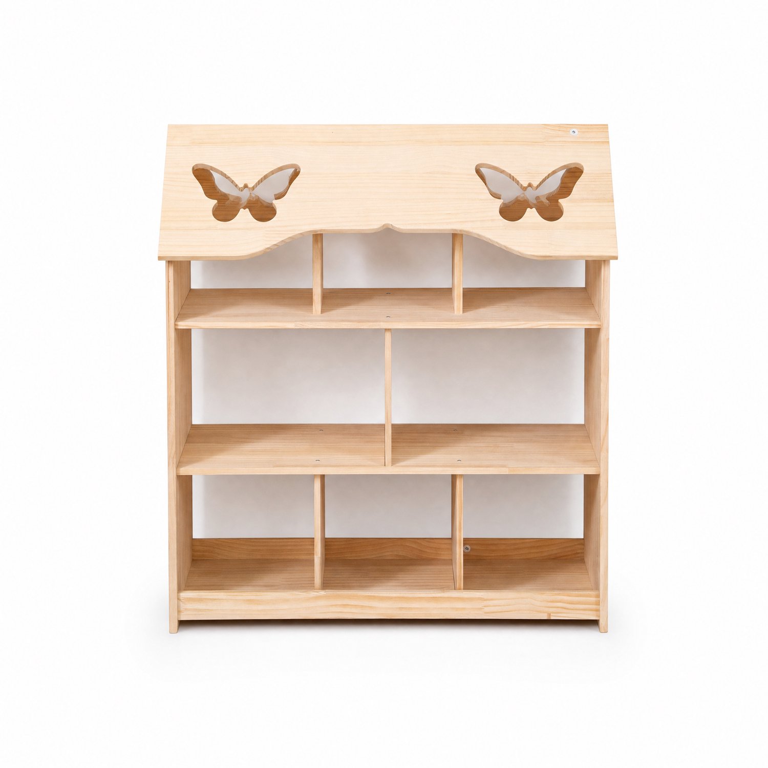 Buxibo Speelgoedkast Vlinder – Huisvormige Kinderkast met 9 Vakken – 82x42.5x92 cm – Naturel