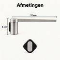 Afmetingen van de vaatdoekhouder: 17 cm lang en 6 cm hoog, inclusief de magnetische bevestiging.