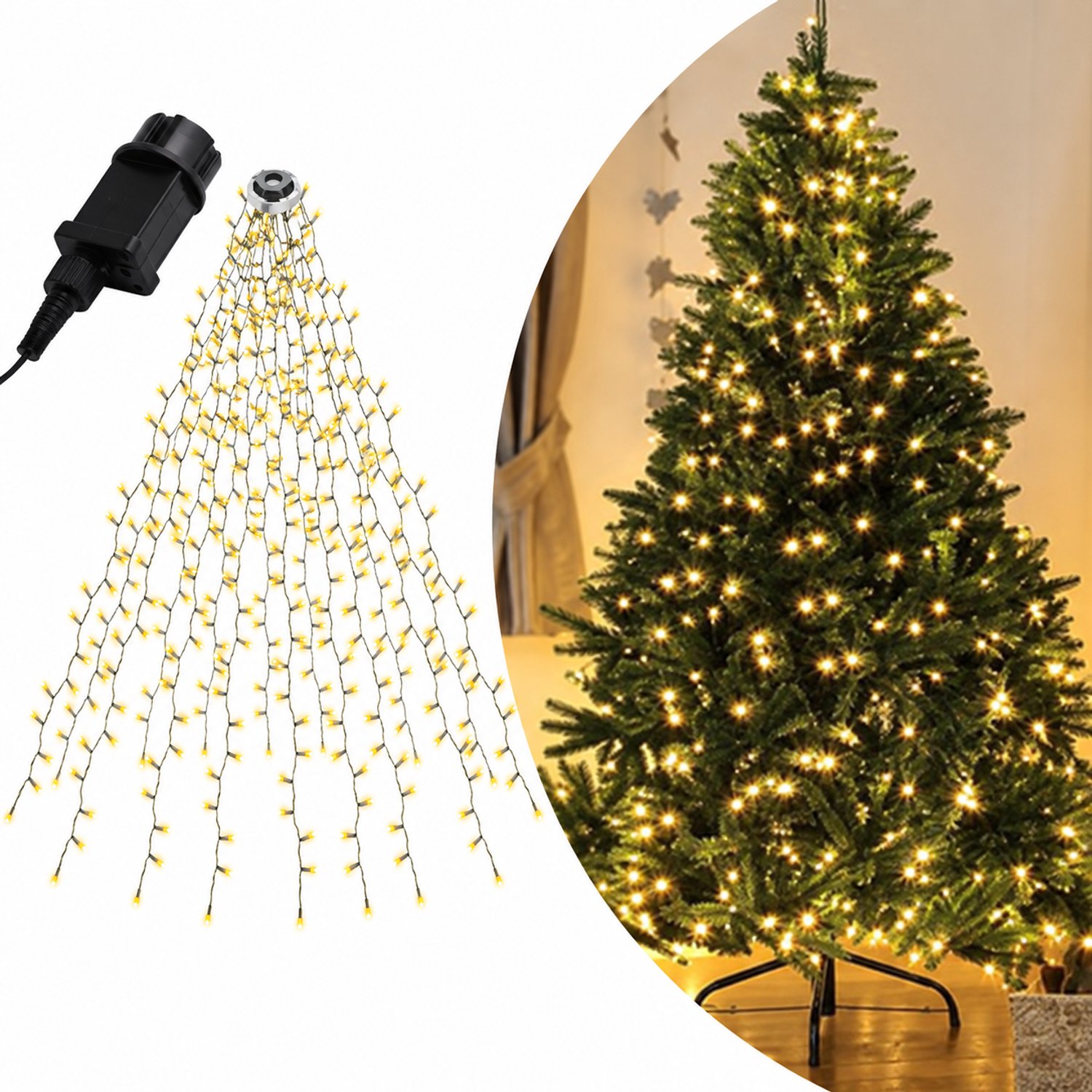 VILIMA - Kerstboomverlichting - Kerstboomlampjes - 8 verlichtingsopties - 400 LED lampjes - Warm wit licht - Super eenvoudig