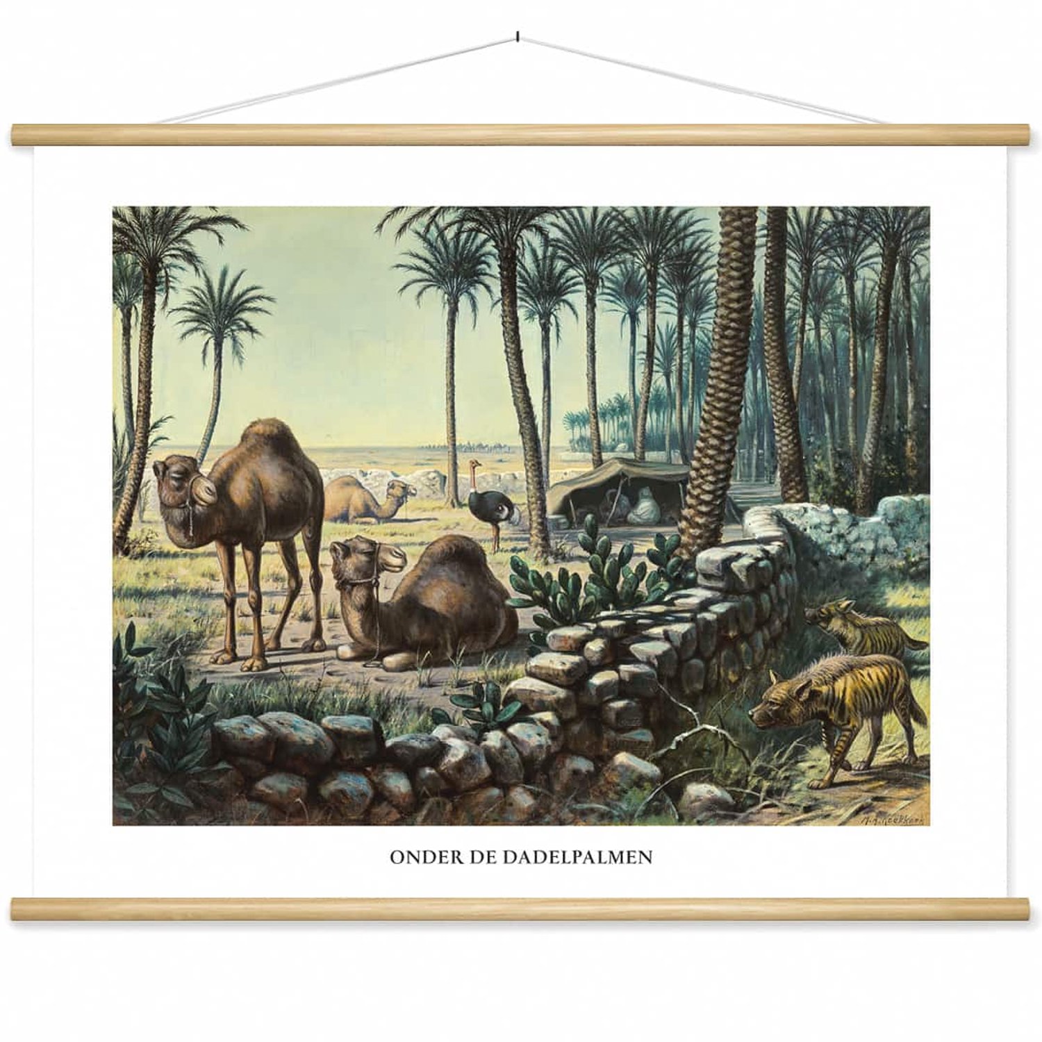 wallchart unlimited Schoolplaat 'Onder de dadelpalmen' van M.A. Koekkoek wit