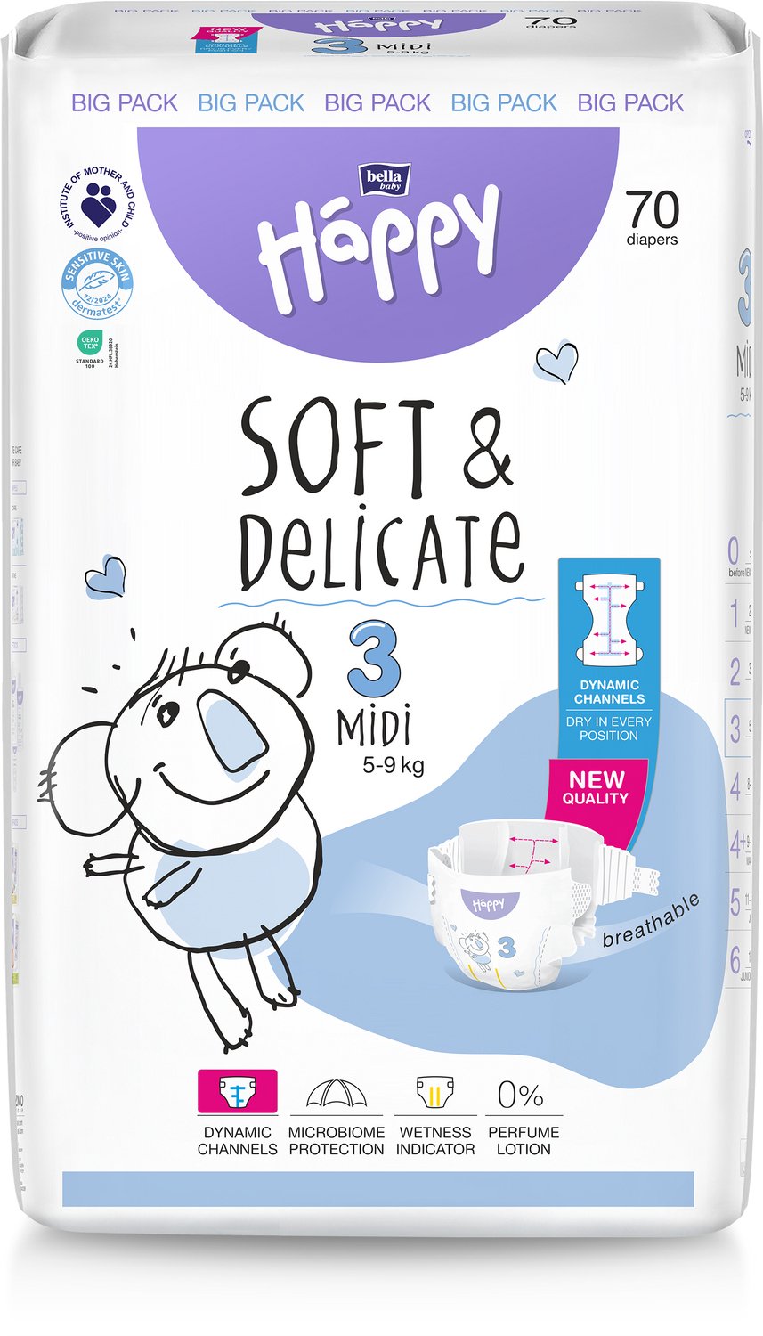 BELLA BABY HAPPY MIDI MAAT 3 - MAANDBOX (4 PAKKEN - 280 LUIERS)