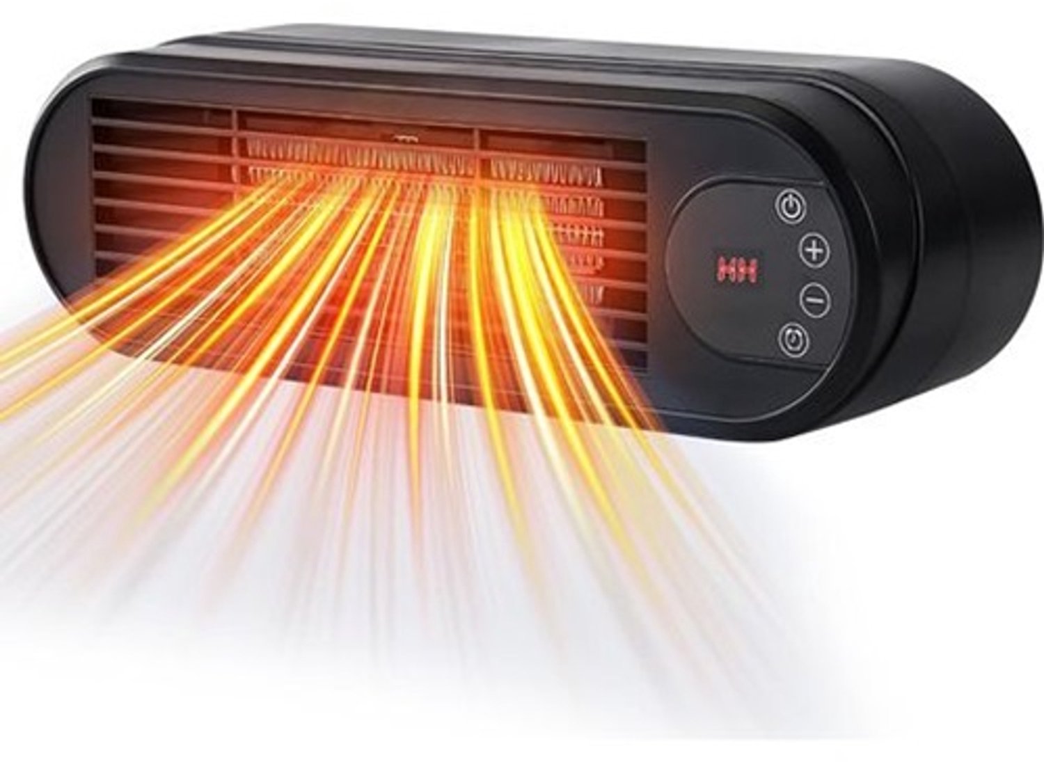 HisKes Elektrische kachell - Verwarming -Mini kachel - Tafelkachel -1000W - Kachel met afstandsbediening - Keramische kachel - 2 instelbare snelheden - Timerfunctie - Draagbare kachel voor slaapkamers, studentenkamers en huizen - 29*9*8,5 cm - Zwart