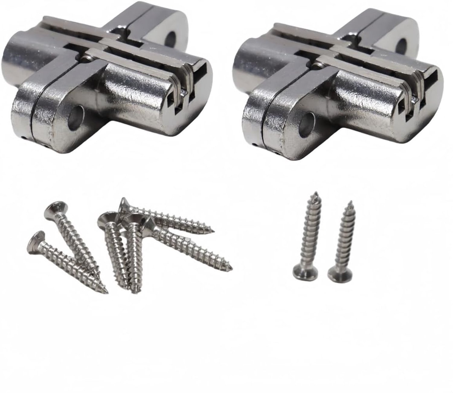 Verborgen kruisscharnier 45x32mm - geborsteld nikkel - compacte afmetingen - ServiceTopper