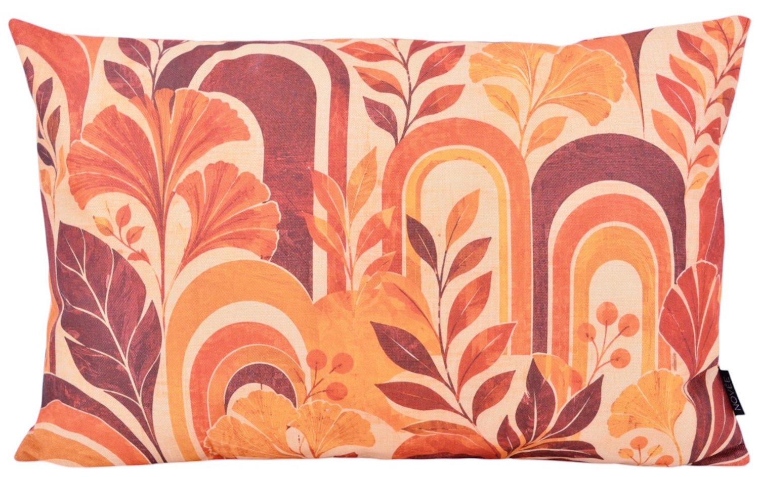 NOVÉE Sierkussen Retro Ginkgo | 40x60 cm | Katoen/Linnen Terracotta
