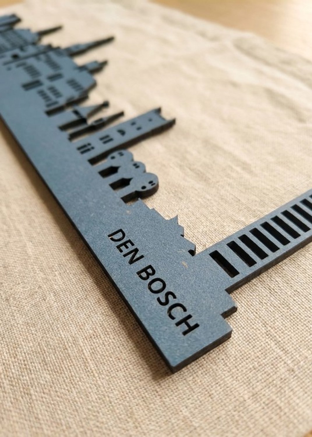 Houten Skyline Den Bosch | Wanddecoratie voor aan de muur | Blauw MDF | 100 x 20 cm