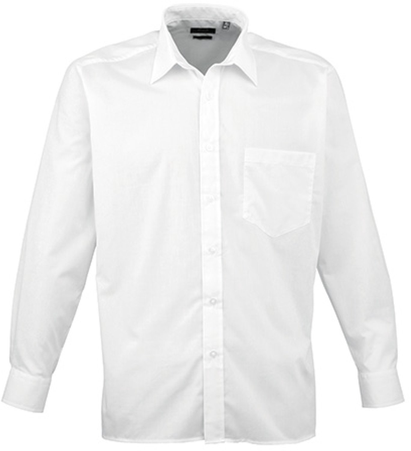 Premier Workwear - Men´s Poplin Long Sleeve Shirt - White - 46 (XXL/18)