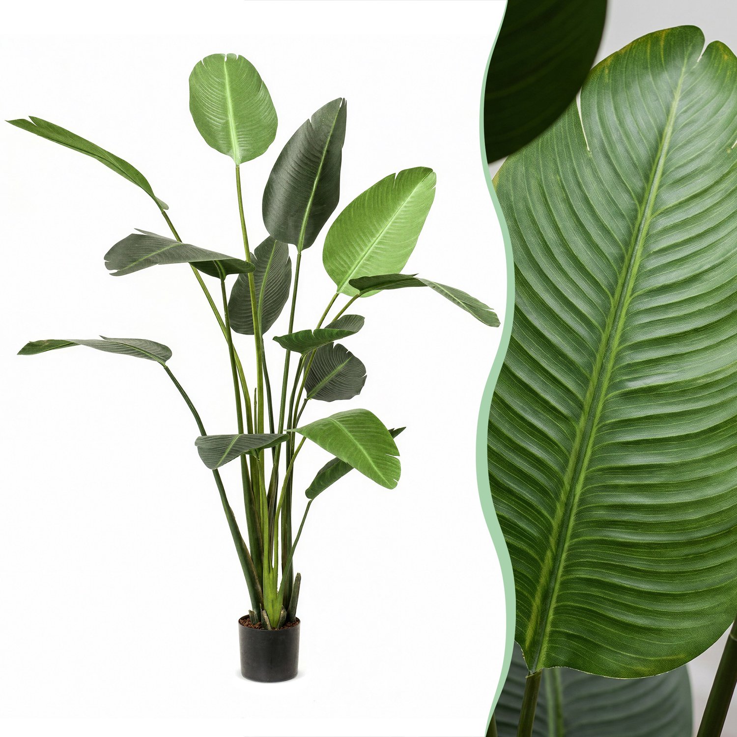 Green Boutiq Kunstplant - Strelitzia Nicolai - Paradijsvogelbloem - 230cm Bruin