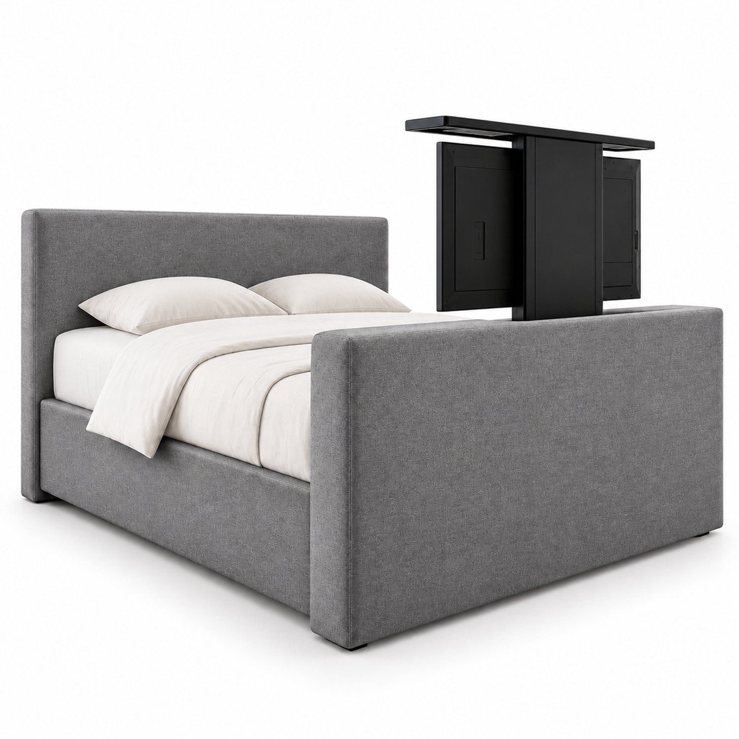 Boxspring FD Boxspring met TV-lift Monza Luxe pocketvering stof, 160x200 cm, grijs