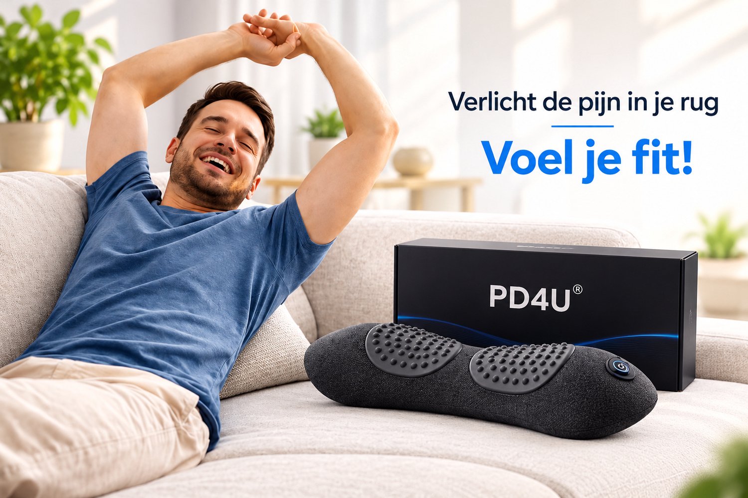 Massage Apparaat Rug – Massagekussen / Rugkussen – Warmtefunctie – 3 Vibratiestanden – Rugstretcher voor Rugpijn – Inclusief Verkoelende Doek thumbnail 4
