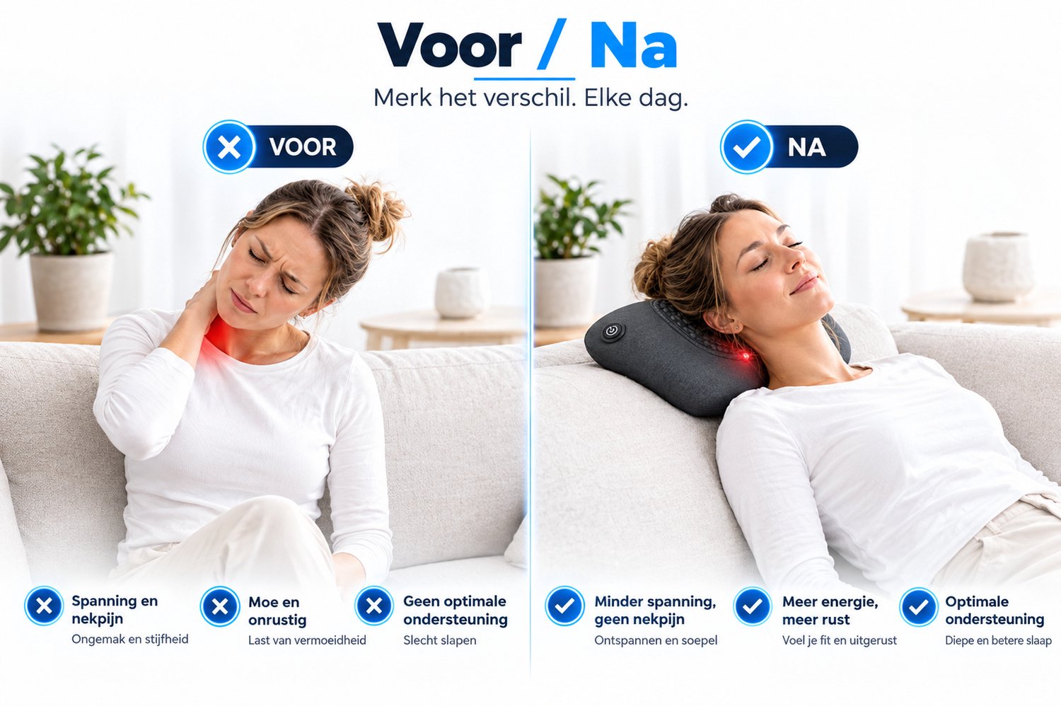 Massage Apparaat Rug – Massagekussen / Rugkussen – Warmtefunctie – 3 Vibratiestanden – Rugstretcher voor Rugpijn – Inclusief Verkoelende Doek thumbnail 3