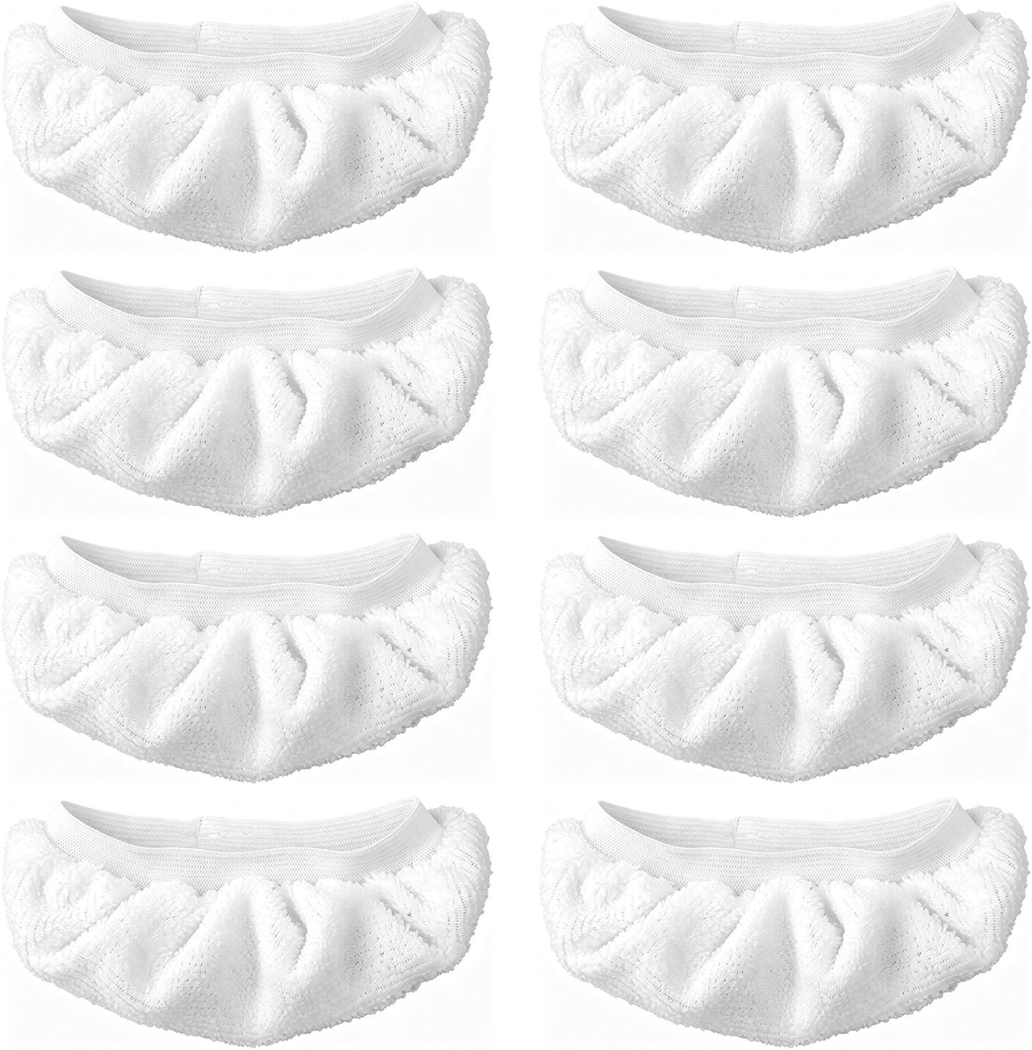 Set van 8 stoomreinigingsdoekjes – Universele microvezel vervangdoekjes voor handheld stoomreinigers – Wasbaar en herbruikbaar, wit