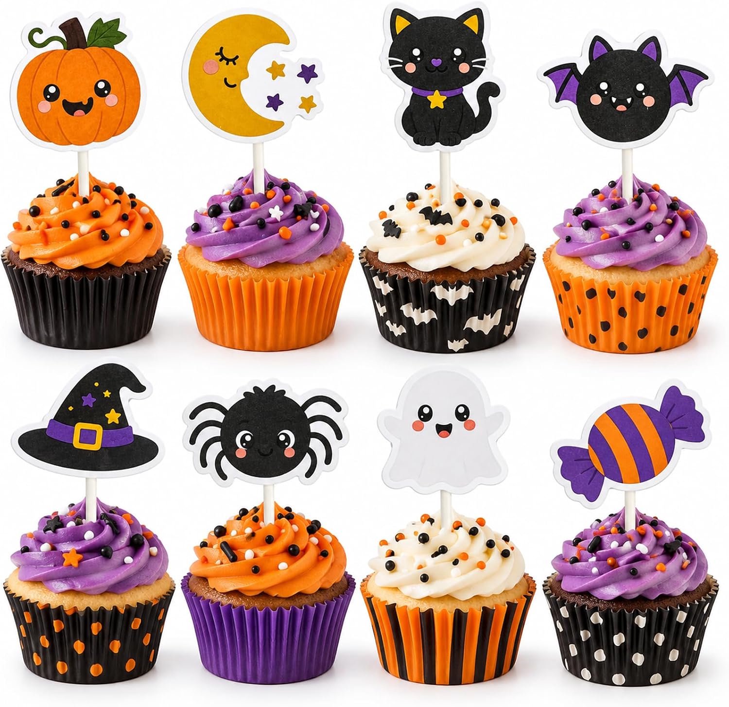 24 Stuks Halloween Muffin Decoratie, Spinnen Cupcake Topper
