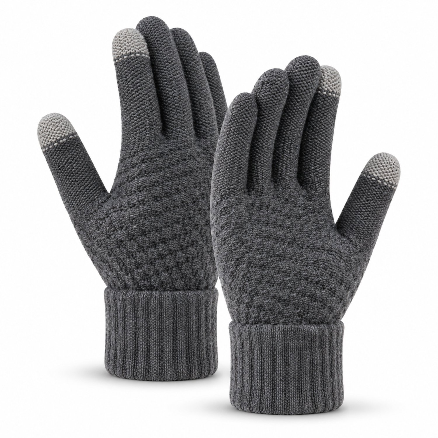 MoodLux Touchscreen Winter Handschoenen - 100% Zachte Acryl - Winddicht - Waterafstotend - Comfortabel One Size - Dames & Heren - Perfecte Pasvorm - Donker Grijs