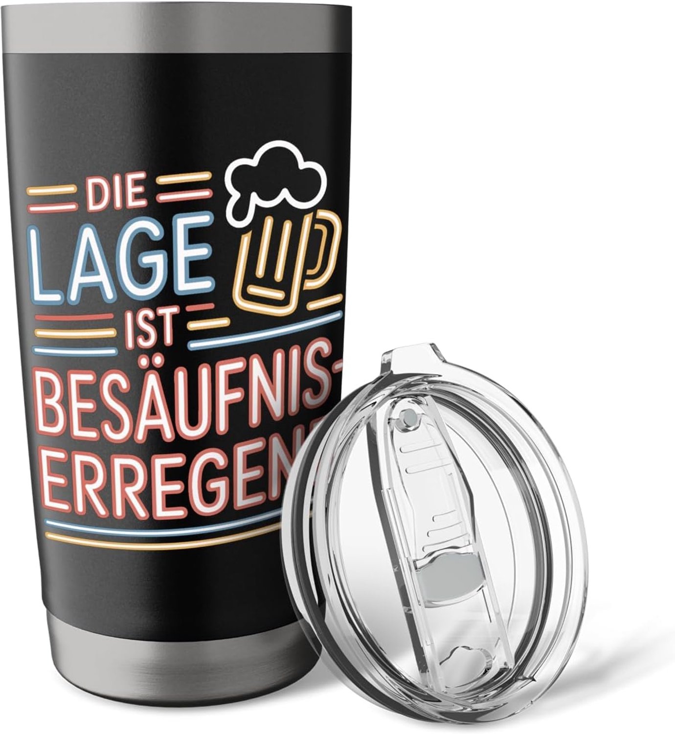 Thermosbeker voor bier, dubbelwandig, roestvrij staal