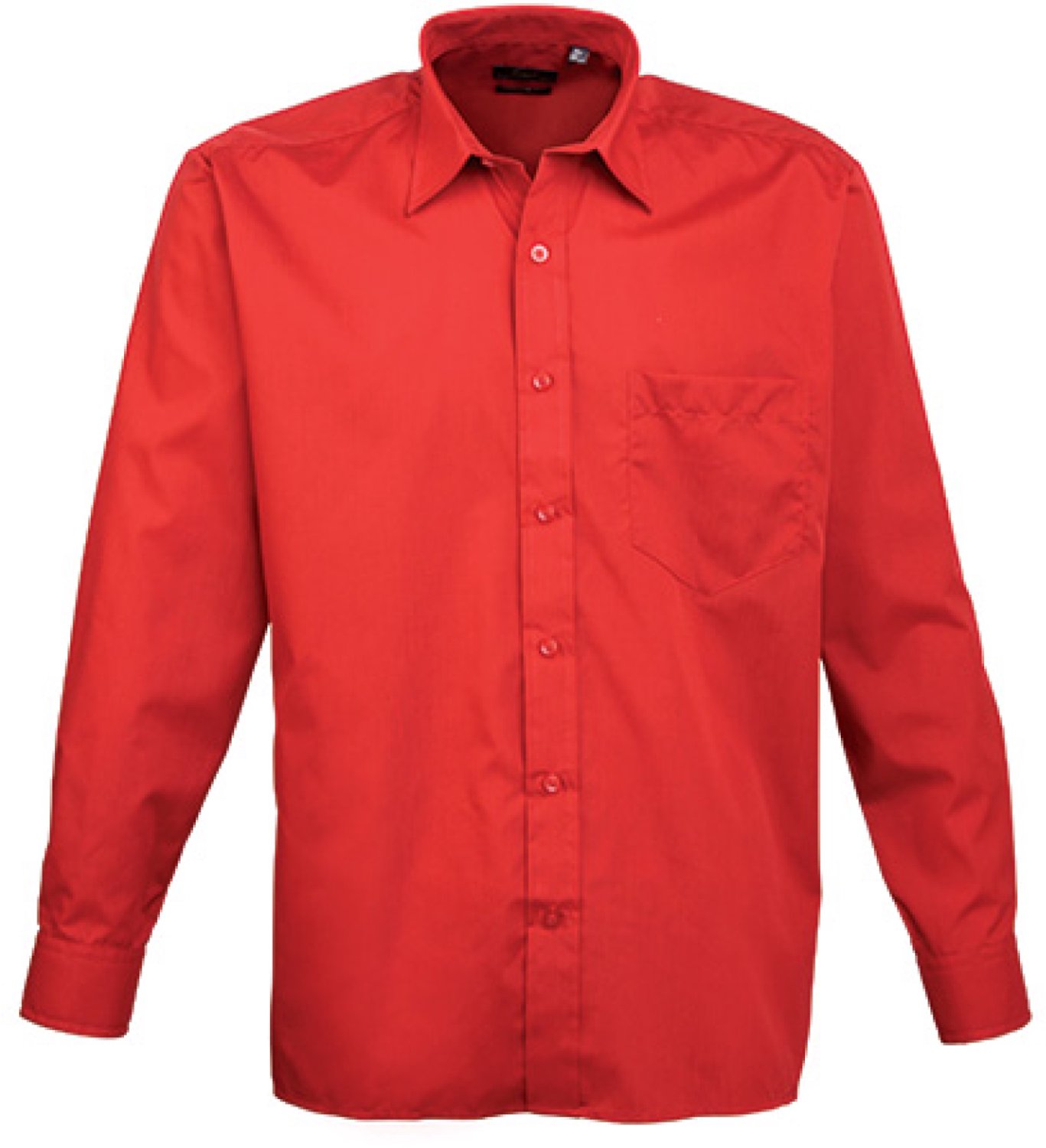 Premier Workwear - Men´s Poplin Long Sleeve Shirt - Red - 48 (19)