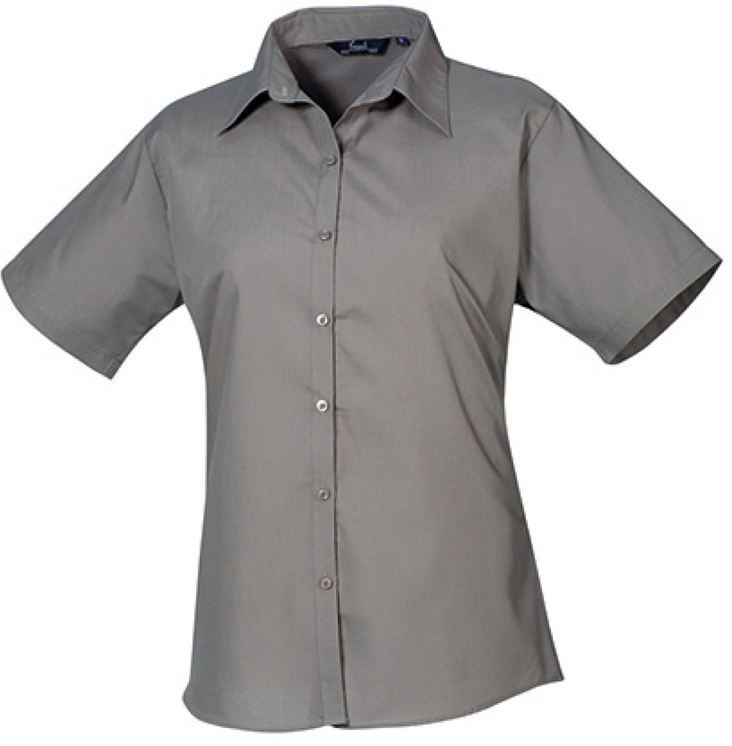 Premier Workwear - Women´s Poplin Short Sleeve Blouse - Dark Grey - 42 (L/14)