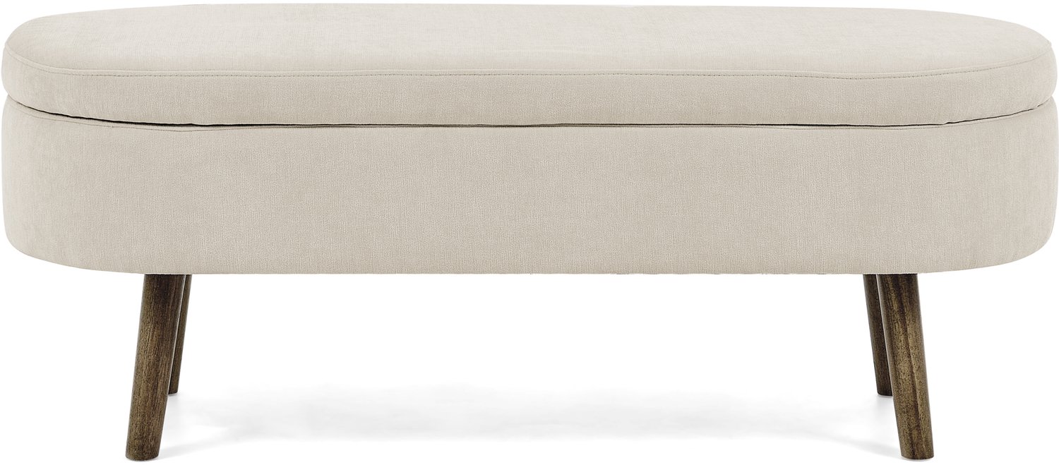 MUVANO Chenille opbergbank - opbergbank met zitplaats - 20 liter opbergruimte - hydraulisch gedempte klep - 110 x 40 x 42 cm - slaapkamer en hal - beige