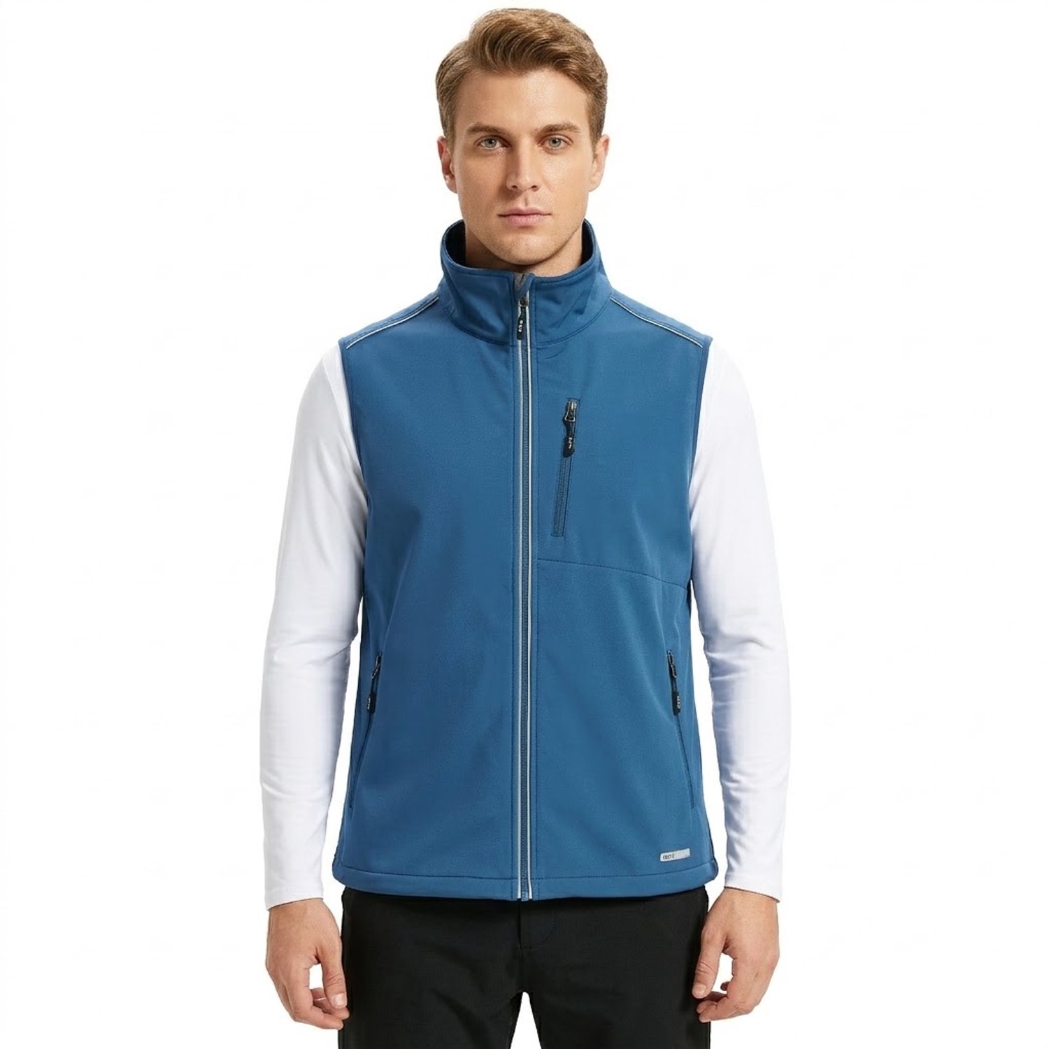 BUBW Outdoor Bodywarmer Heren Softshell Wandelsport Vest Wind- en Waterdicht 6 Zakken Blauw