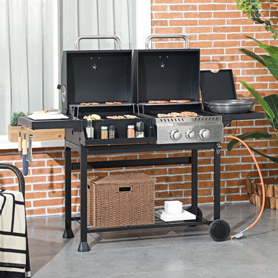 Houtskoolgrills XXL, Barbecue Grill Trolley, Houtskoolgrill met Deksel, Houtskool-Grillwagen-Hoogte Verstelbaar-BBQ Grill met Thermometer-BBQ Rookoven-BBQ Barbecue voor Camping-Grijs — afbeelding 5