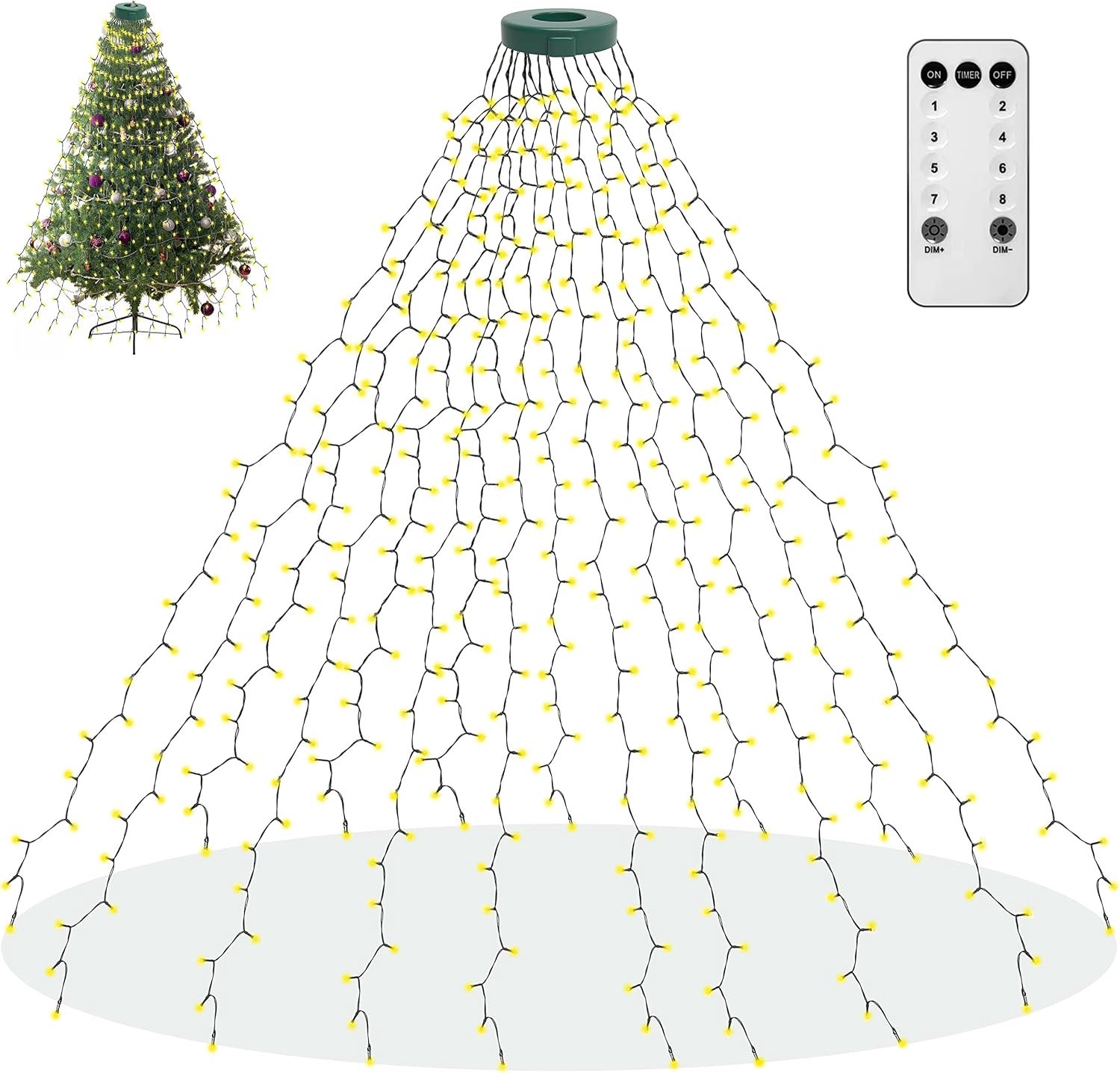 Kerstboom Kerstverlichting Ring - Kerstboomverlichting - Lichtslinger - Kerstversiering - Ring verlichting voor Kerstboom -Lichtsnoer - Kerstboom Lampjes Slinger - 400 LED Kerstlampjes - 8 Lichtmodi - IP44 Waterdicht - Warm Wit Licht - Kerstdecoratie