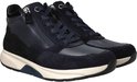 Paar donkerblauwe Gabor Rollingsoft veterboots met ritsen, suède details en tweekleurige zool.