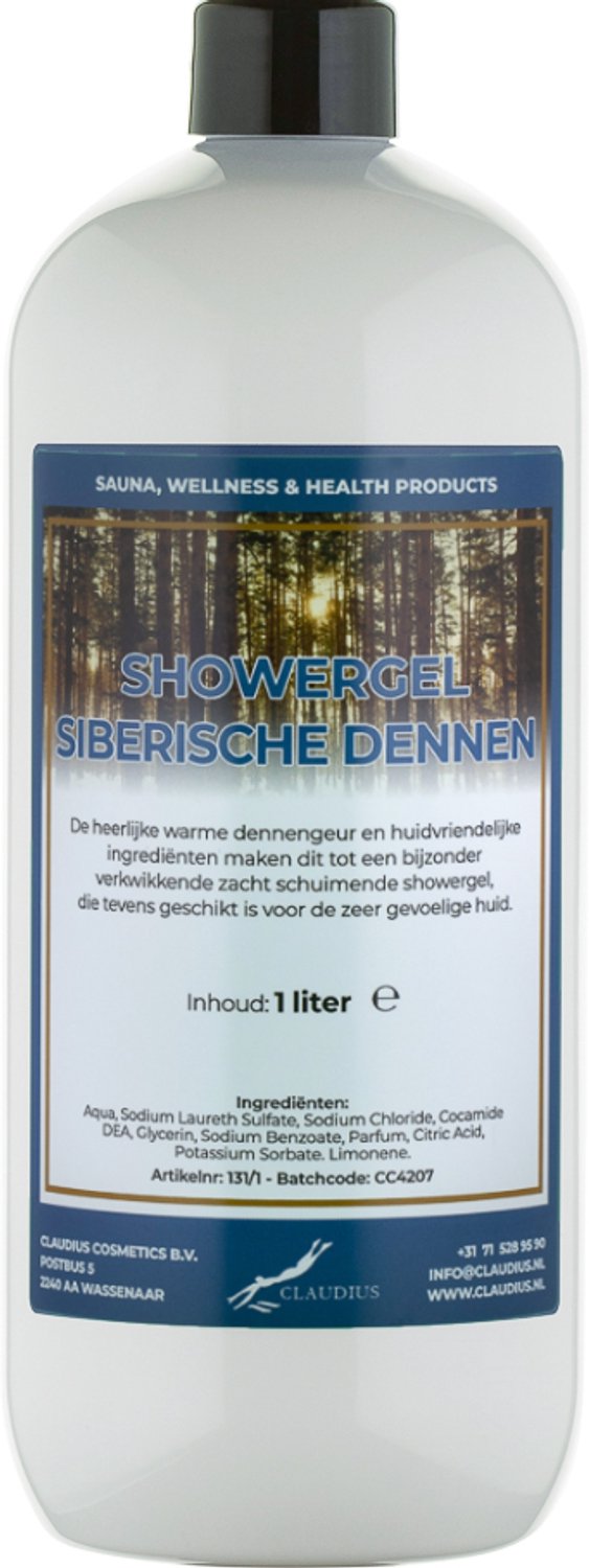 Claudius Douchegel Siberische Dennen 1 Liter - showergel - navulling - voordeelverpakking