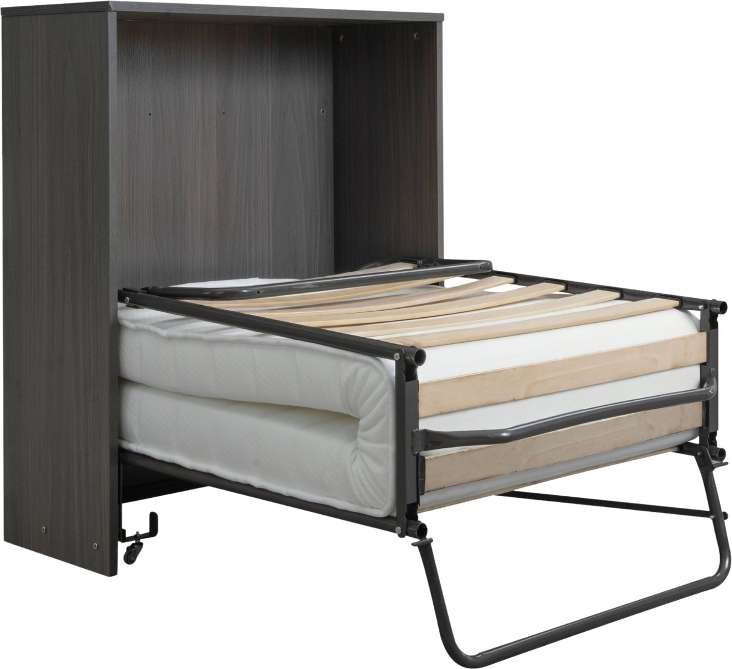 Troonz Matera Donker Hout Opklapbed Bedkast 80x190 cm - Logeerbed Dressoir - Eenpersoonsbed - Opklapbed 1 persoons met ombouw