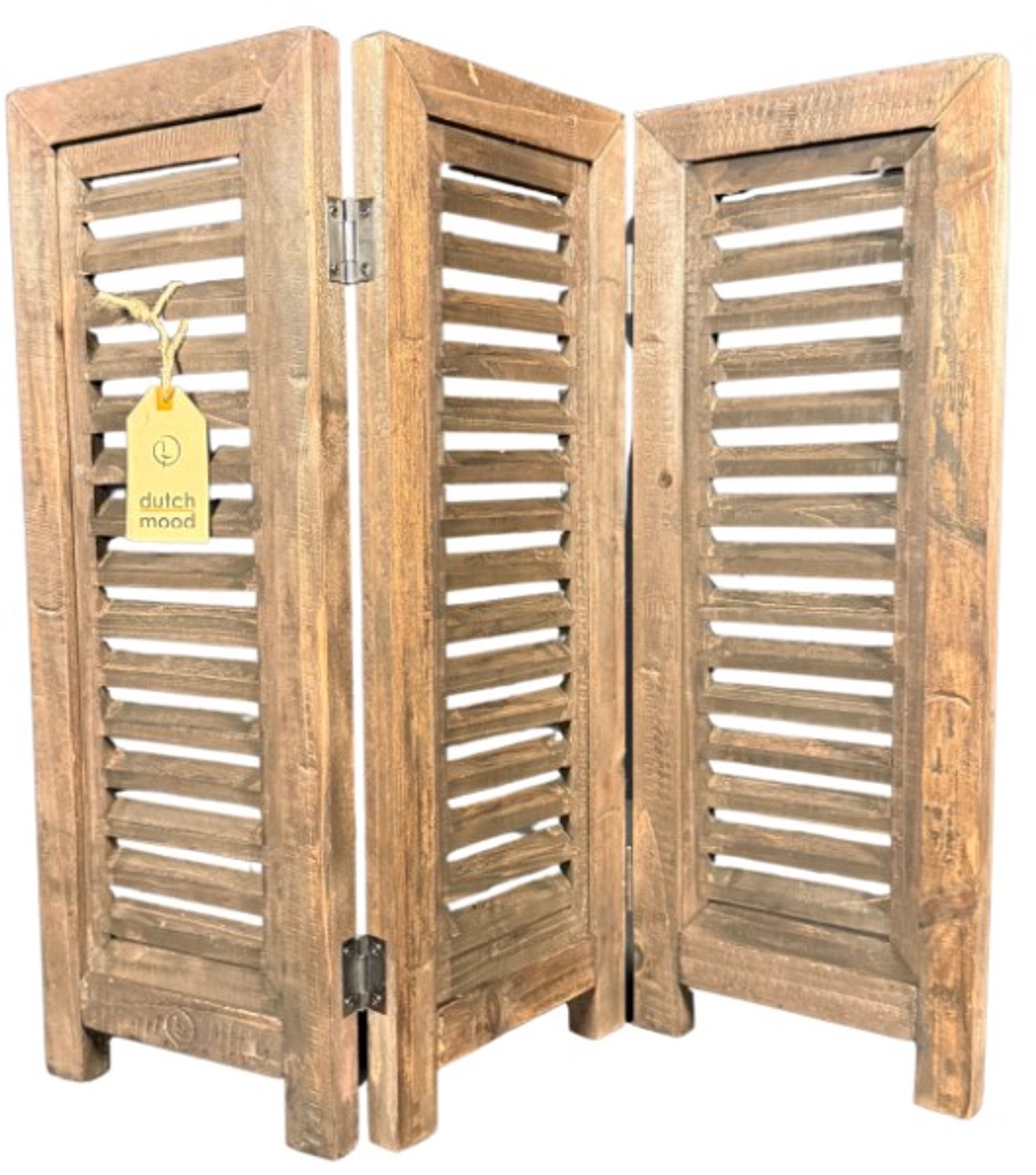 Dutch mood raamshutter 3-luik bruin 52 cm – houten vensterluik Brussels Brown met scharnieren – decoratieve shutter voor vensterbank en inkijkwering, vrijstaand zonder montage